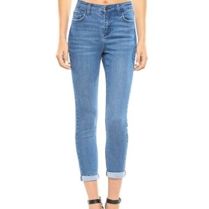 Mid-rise Cuffed Skinny Jeans - Medium Blue